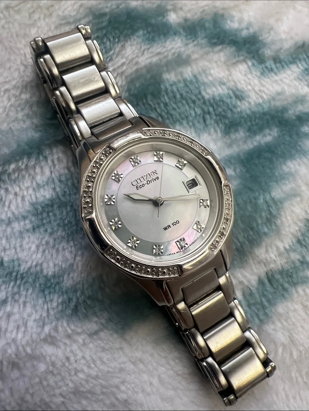 Citizen Silver Stainless Steel Women's Watch with Mother-of-Pearl Dial Eco Drive